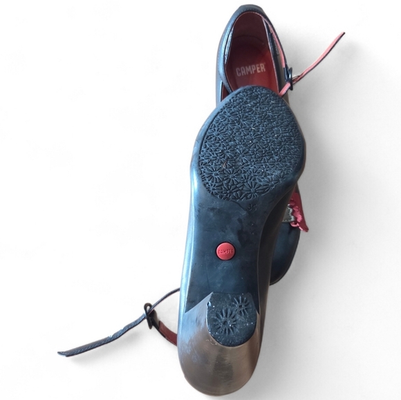 Camper Women's Leather Mary Jane Flower Print Feminine Preppy Shoes Black Sz 36 - Picture 13 of 14